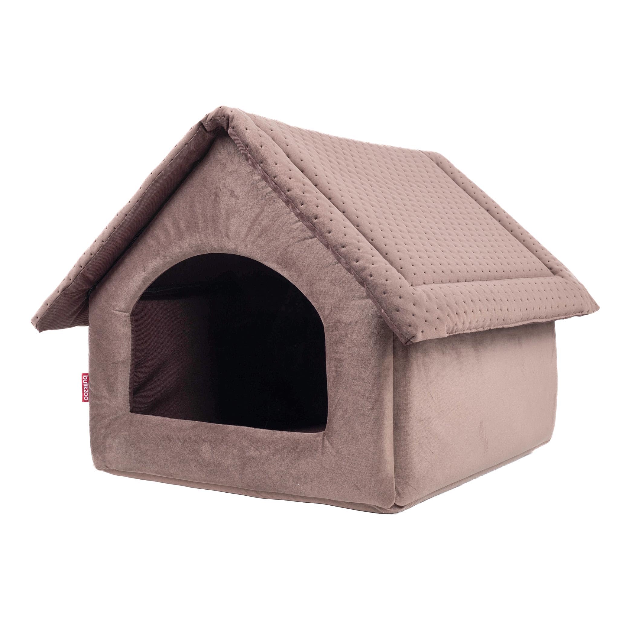 Elegancka buda dla psów | rozmiar XL: 44 x 55 x 43 cm | Kolor: brązowy aksamit | Domek dla średnich i dużych psów | domek dla kotów