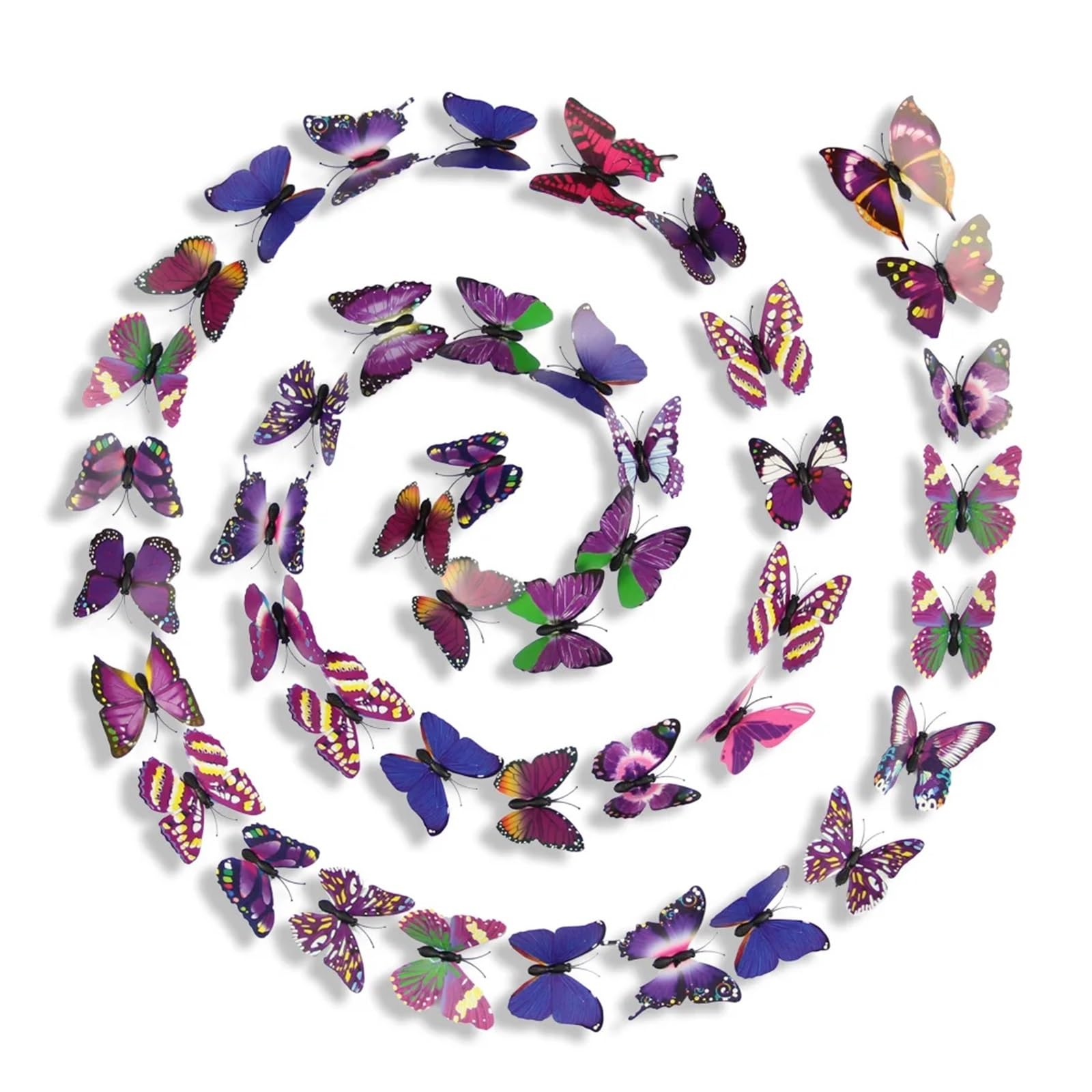 12PCS House Decoration Stereo Butterflies Refrigerator Stickers Removable 3D Home Decor Wall(Purple)