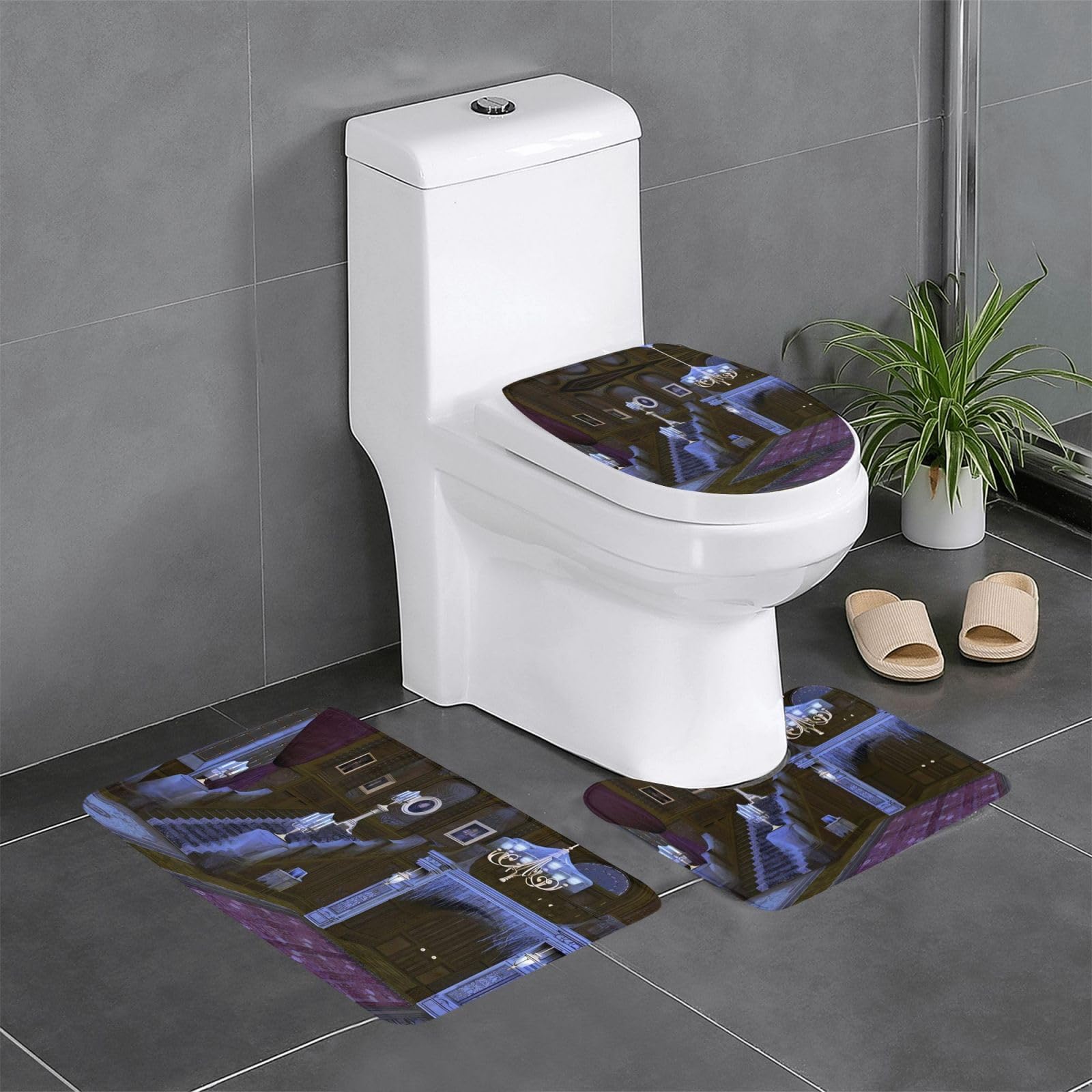Tapis de bain Halloween absorbants avec motif hanté pour spa et hôtel