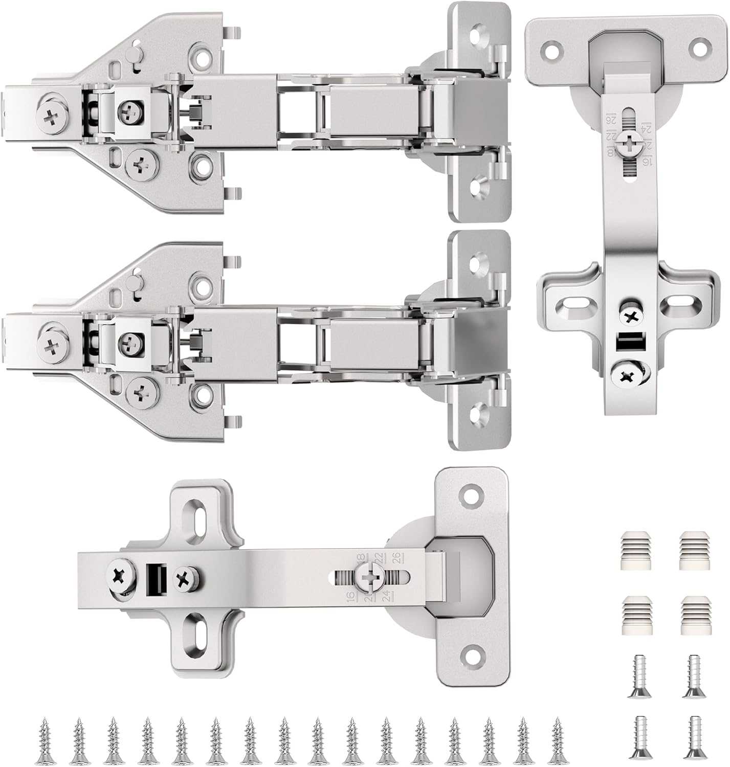 2 Pairs(4 Pack) 135 Degree & 165 Degree Lazy Susan Hinges, Soft Close Concealed Corner Cabinet Hinges with Clip-On, Mepla Cabinet Hinges for Bi-Fold Doors–Ideal for Face Frame Kitchen Cabinets