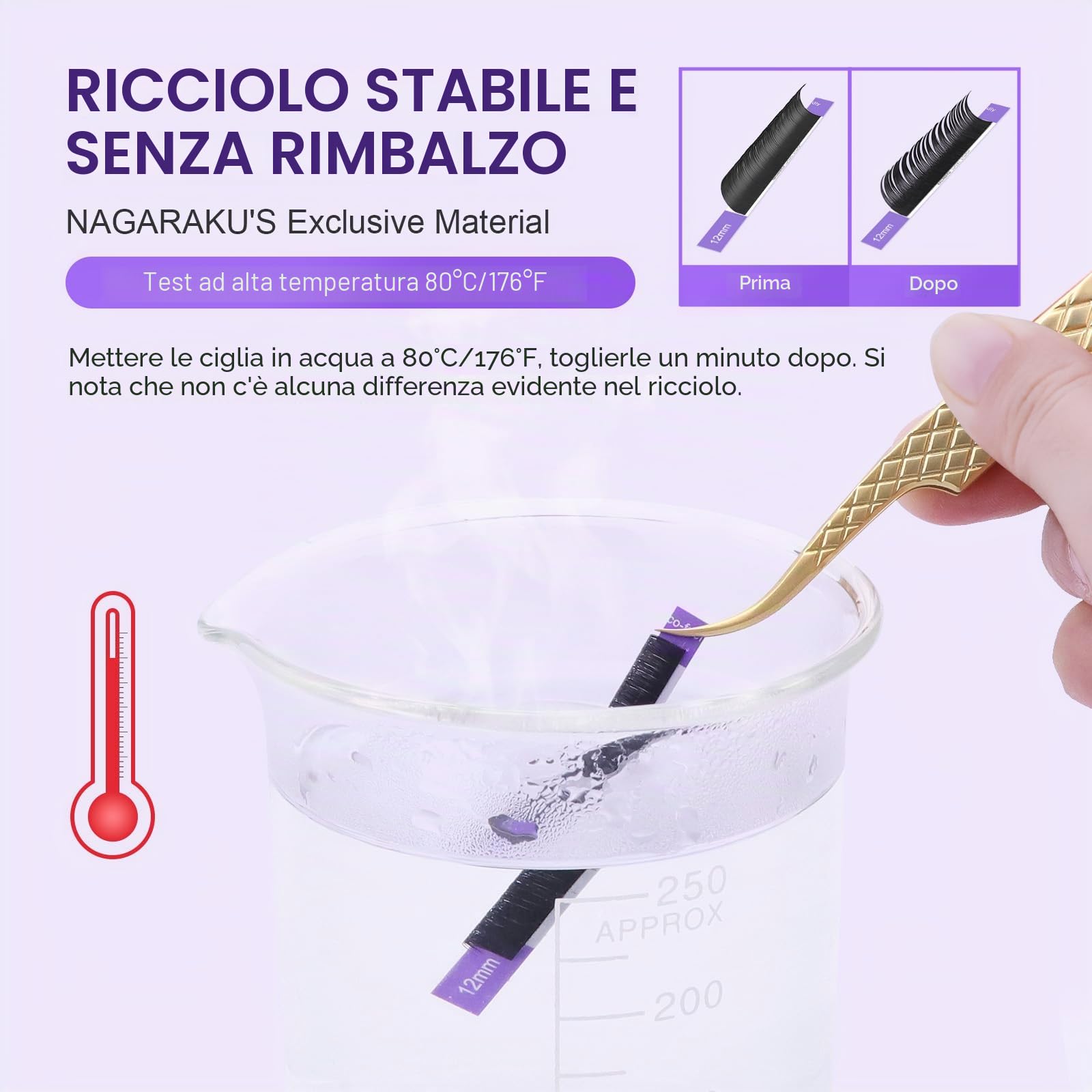 NAGARAKU Individuali Ciglia Classiche 1:1 Extension Ciglia Professionali Effetto Volume Russo Leggere Morbide Naturali Punte Long Taper Sottili Radici Senza Colla Nero Opaco 16 Rows (0.07mm C 7-15mm)
