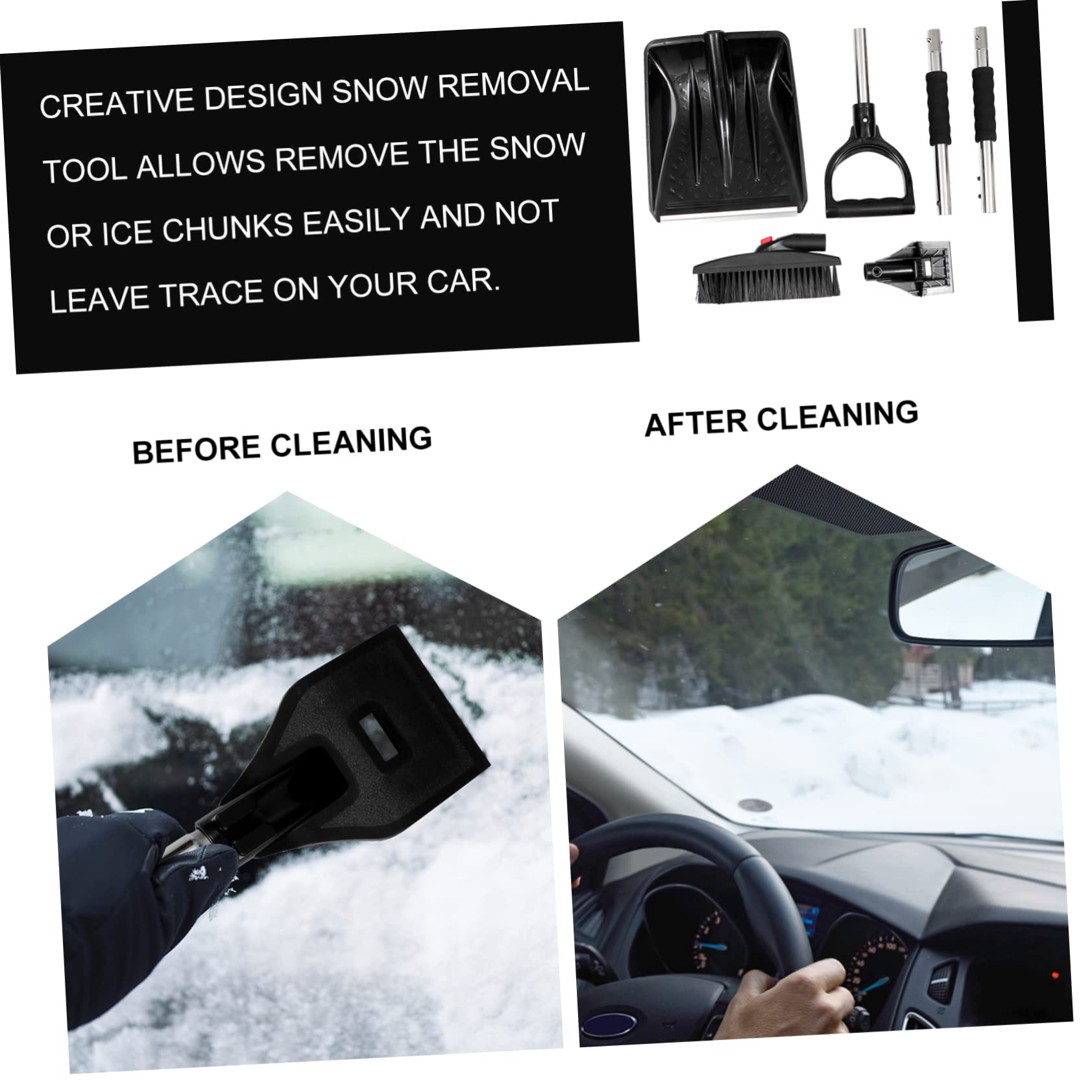 1set Rimozione Neve Attrezzo Multiuso Con Spatola e Raschietto Per Ghiaccio Design Telescopico e Manico Antiscivolo Per Auto Inverno