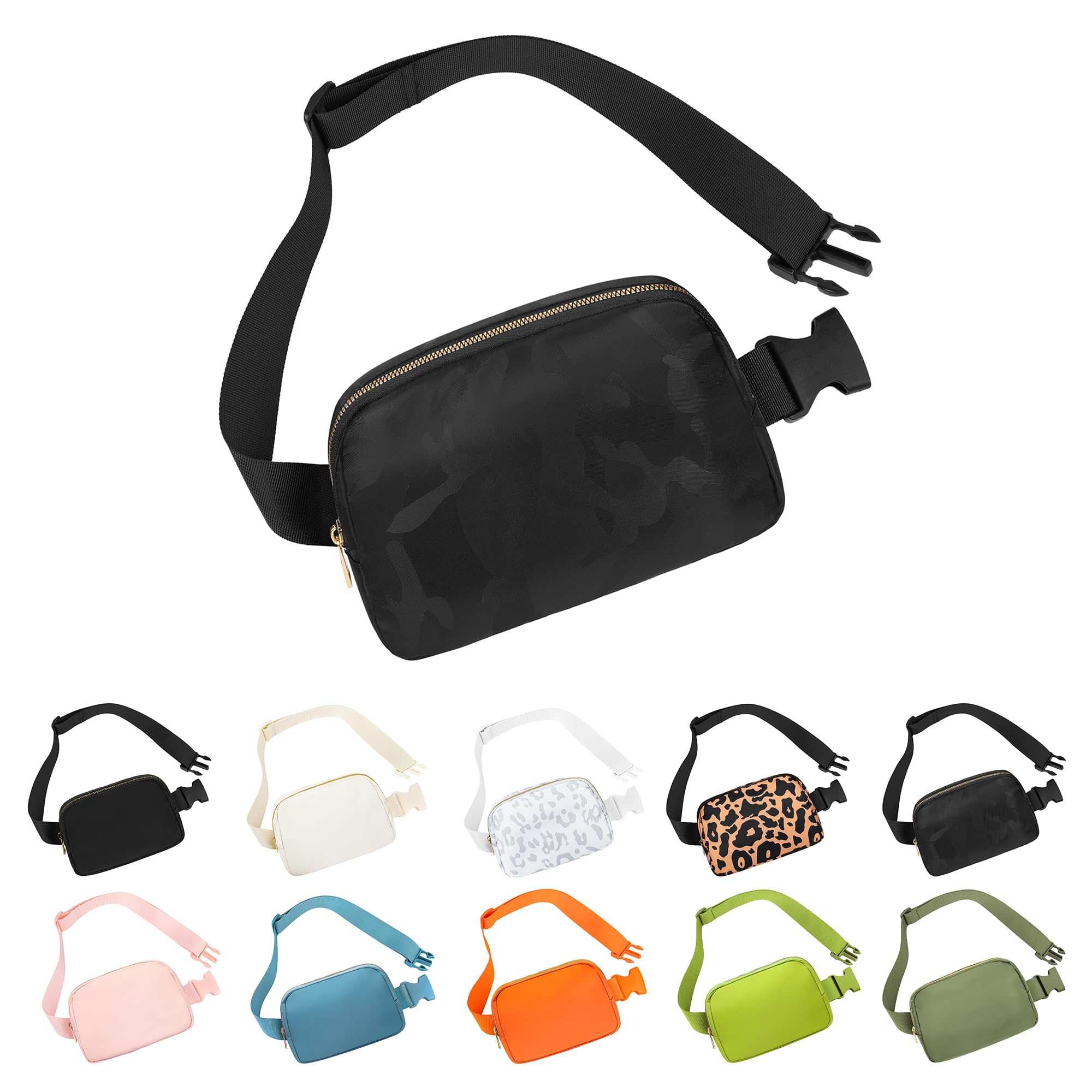 Waist Belt Bag Fashion Fanny Women and Men Gift Waist Pack, Camo Black Fanny Pack, 8 inches, 1 Pack Fanny Pack-picture-17