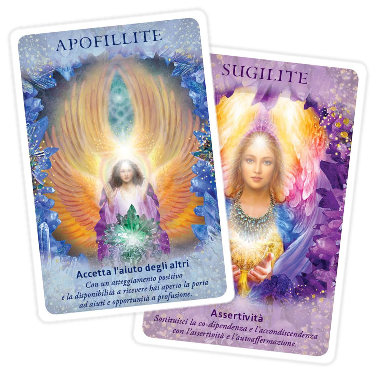 Crystal Angels Le Carte dell’oracolo. 44 Carte oracolari di Angeli e Cristalli con guida illustrata. Regalo per cristalloterapia, numerologia, arti divinatorie. Fai una domanda e leggi la frase.
