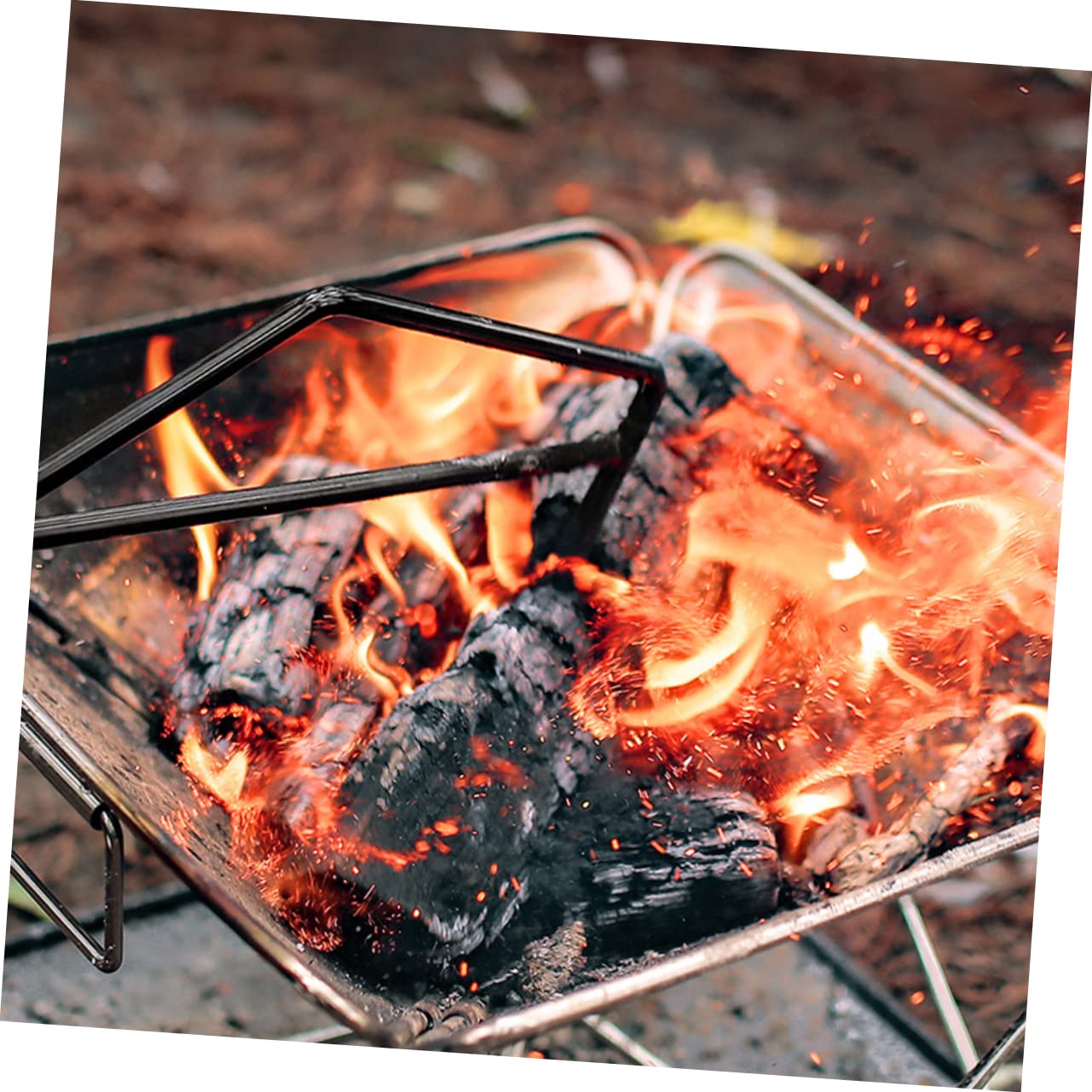 Pinza para Carbón de Camping con Mango de Madera y Hierro Negro | 1 Pieza, Uso en Barbacoa y Chimenea Exterior, para Fiestas y Fogatas al Aire Libre