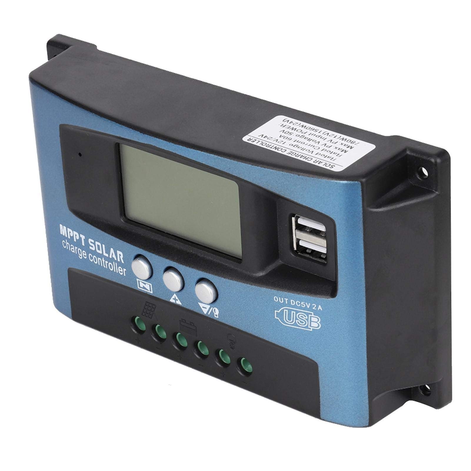 MPPT Solar Charge Controller 40A 50A 60A 100A Solar Panel Regulator Charge Battery Regulator Dual USB Port Negative Ground W/LCD Display 12V 24V (50A)