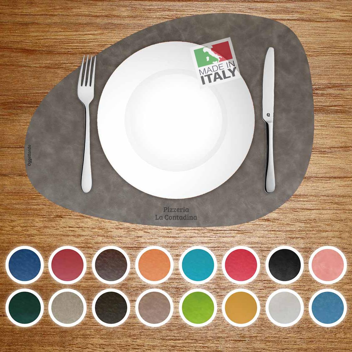 SET 12 pz personalizzabili tovagliette lavabili americane tovagliette ecopelle lavabile antimacchia, per casa, cucina, ristorante, hotel. (Tortora liscio, 12pz - M)