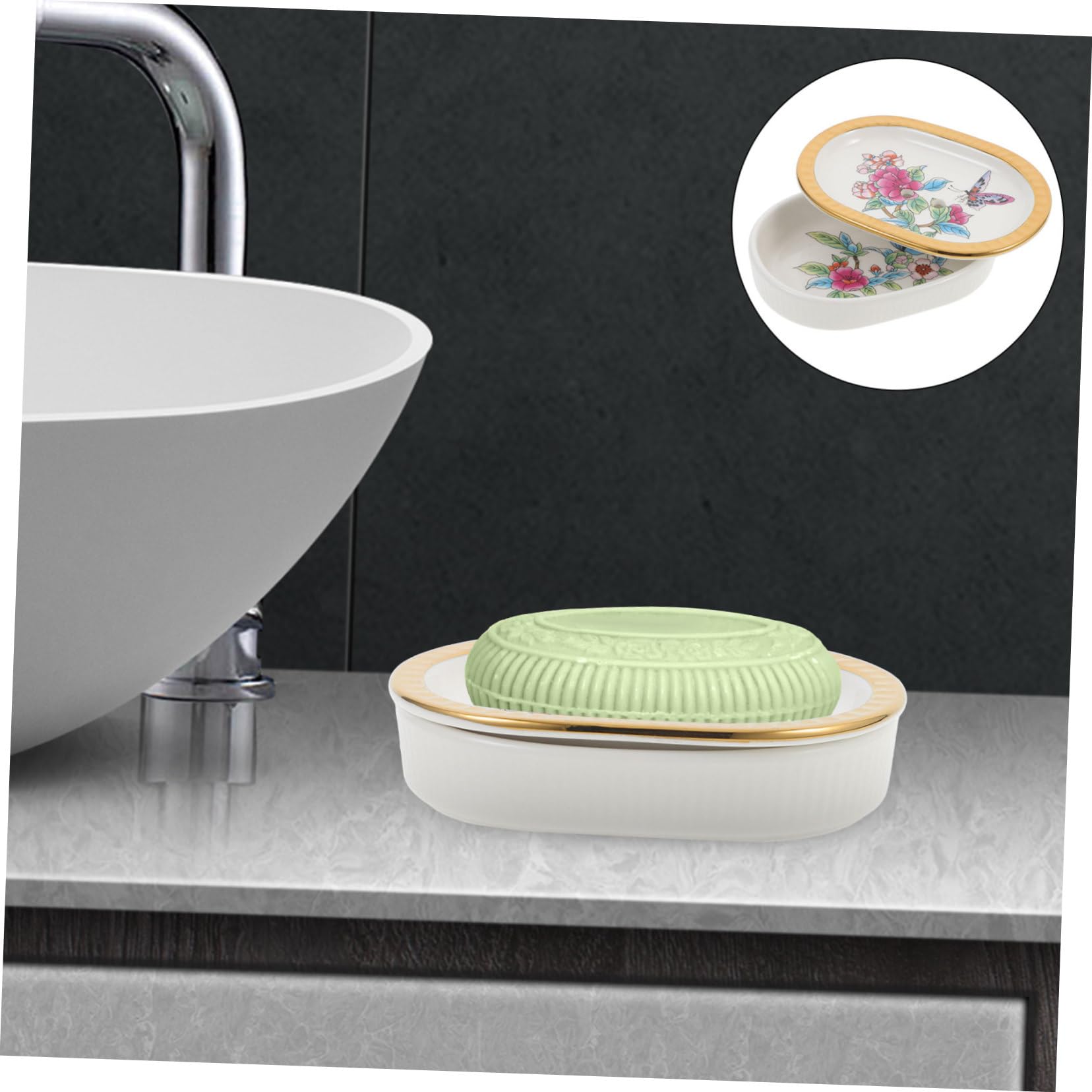 Amosfun 3 Piezas Jabonera de cerámica con Phnom jabonera autodrenante Decorativa autodrenante Drenaje cerámica Escurridor de jabón Bandeja Artículos para el hogar