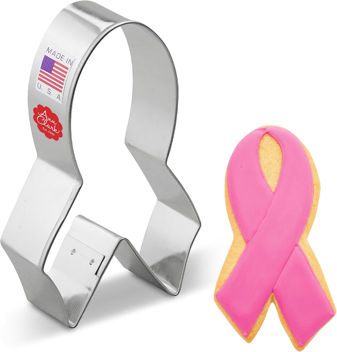 Ann Clark Cancer Awareness Ribbon Cookie Cutter Large 4”, Made in USA