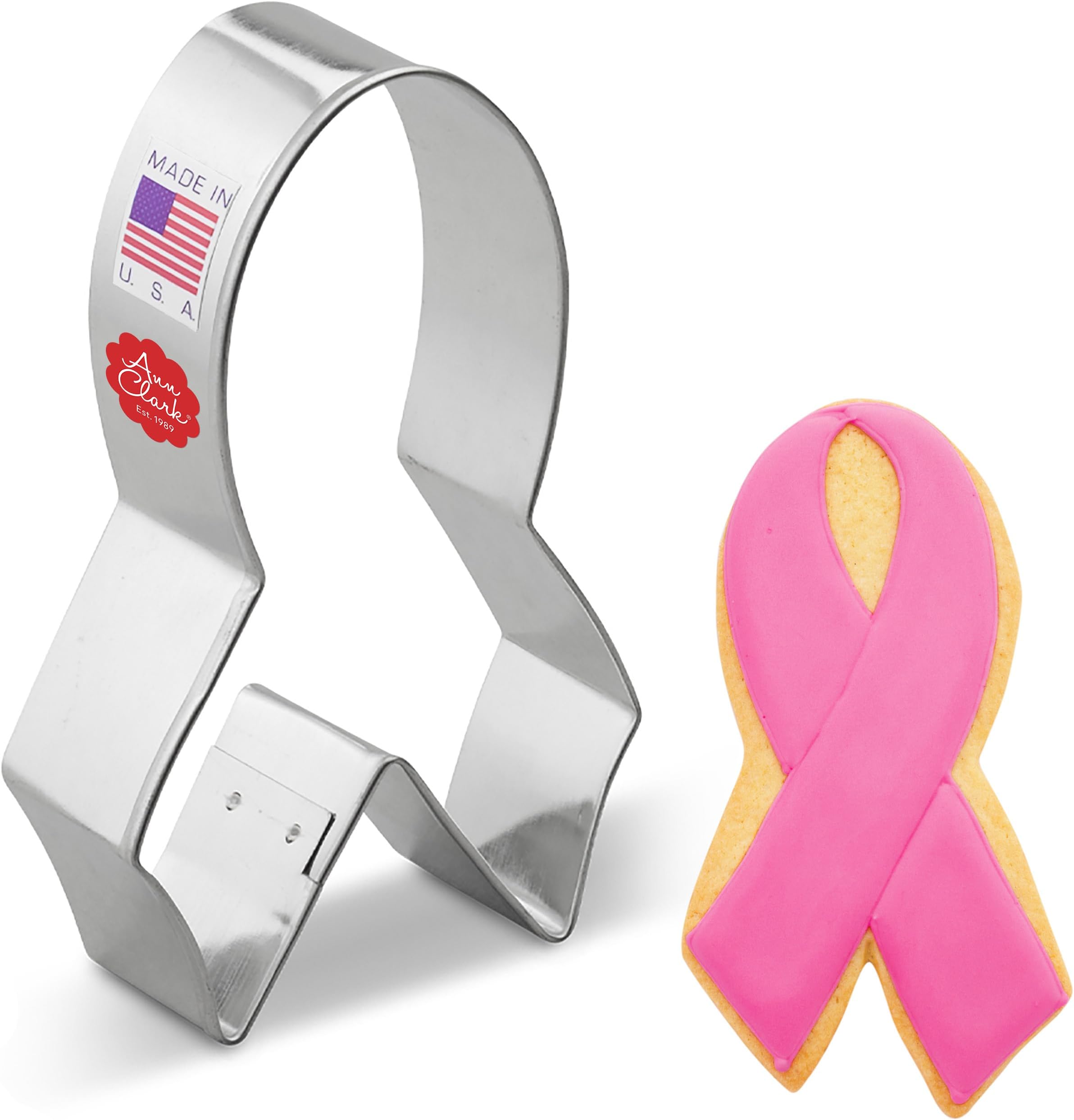 Ann Clark Cookie Cutters Awareness Ribbon Breast Cancer Awarenes 4" Made in USA by