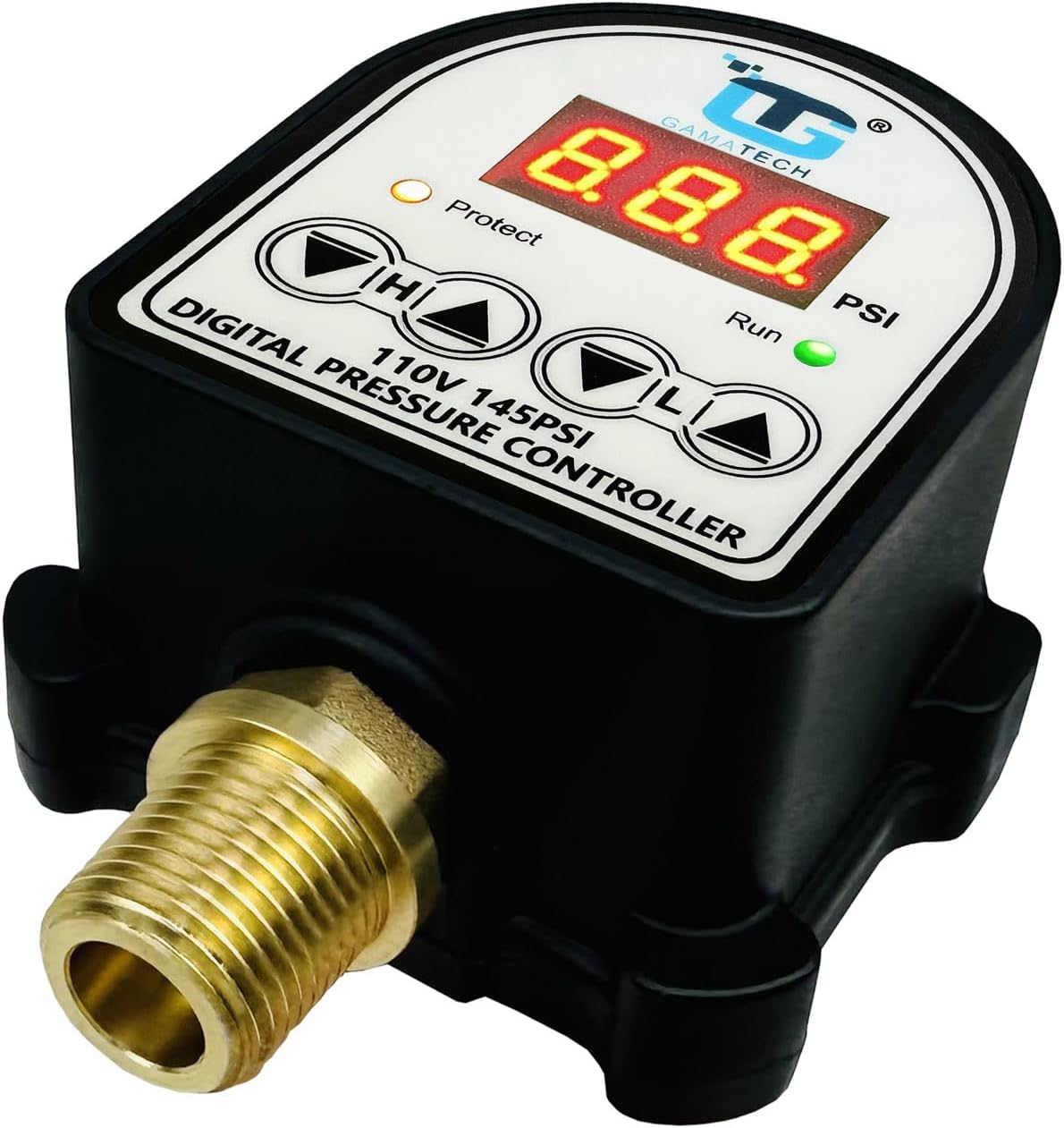 GamaTech 110V 145PSI Pressure Switch for Water Pump and Air Pump, Digital Adjustable Pressure Controller, 1/2" Male Npt