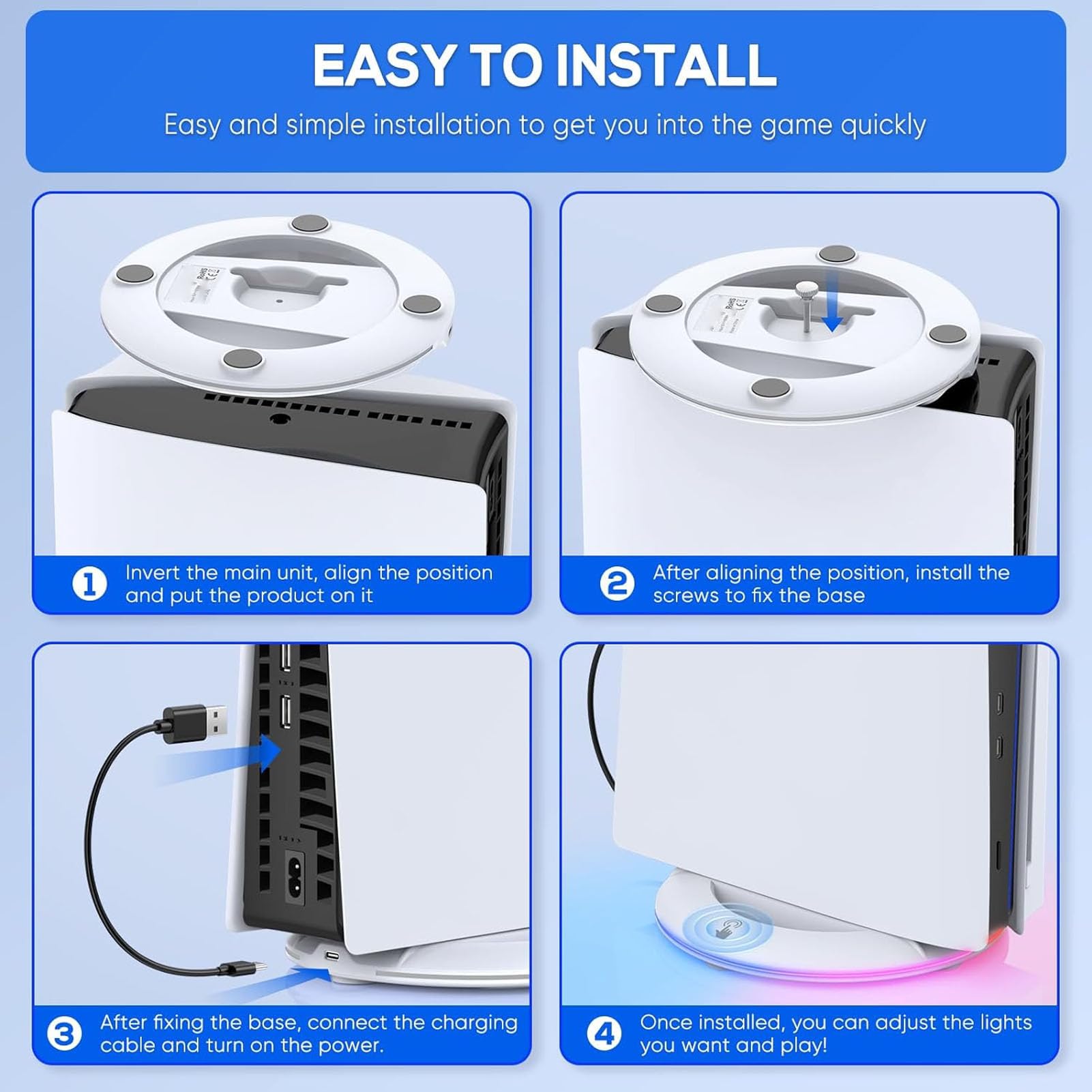 Support Vertical pour PS5 Slim avec Station de Refroidissement, Support Professionnel Efficace, Base de Station de Refroidissement RVB pour PS5 Slim Disc Digital Edition