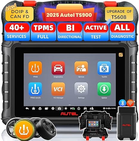 Autel MaxiTPMS TS900 OBD2 Scanner - TPMS Sensor Programming Tool With 8" Touchscreen | All System Diagnostics & 40+ Services