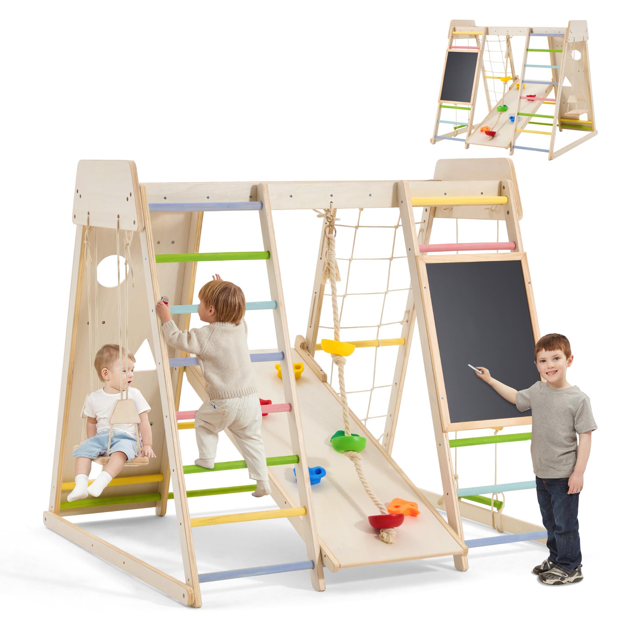 Wooden Jungle Gym Avenlur Magnolia Indoor Playground 6-in-1 Jungle