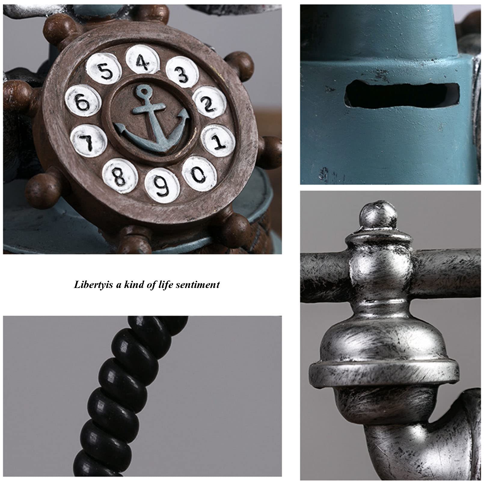 Telefono decorativo in stile europeo antico, statuetta creativa retrò a forma di telefono fisso per casa, ufficio, affari e hotel