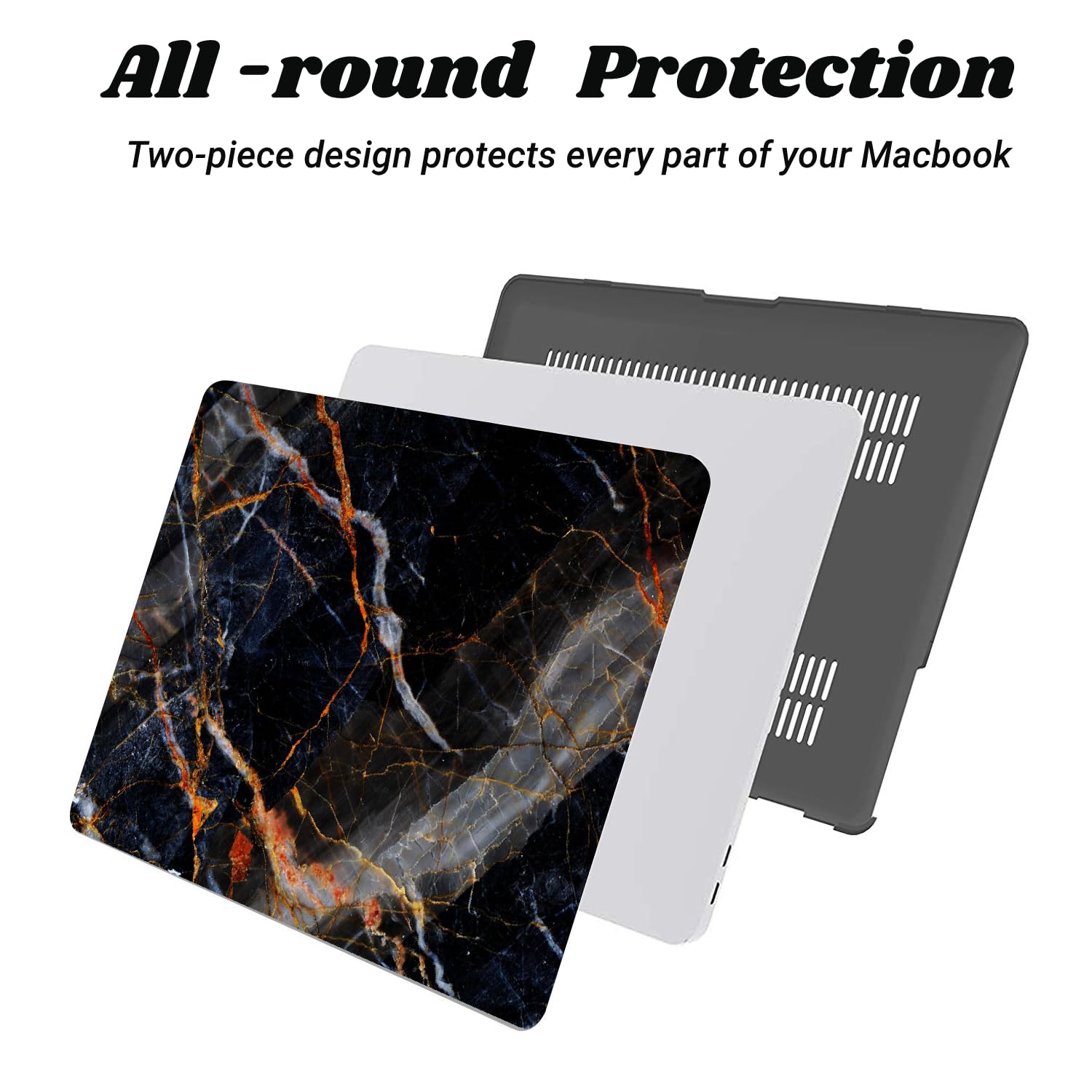 Coque Compatible avec MacBook Air 13,6 Pouces Modèle A2681 A3113 A3240 avec Liquid Écran Retina, Mince Plastique Housse de Protection Étui Rigide & Couverture du Clavier, Marbre doré
