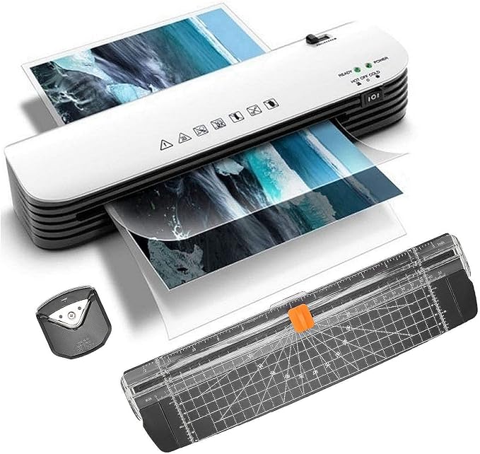 Laminator Machine, 260W A4 ABS Anti Jam 9 Inches Hot Cold Laminating Machine with Corner Rounder