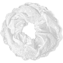 White Lace Scrunchie Large Scrunchies Oversized Big Scrunchie for Women Lace Hair Ties Ruffle Scrunchies Ponytail Holder Hair Accessories for Ladies Girls