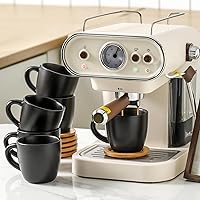Vista 31 de Hasense Juego de tazas y platillos de porcelana para capuchino de 6 a 6 onzas Demitasse Espresso con asa, perfectas para café con leche, café moca