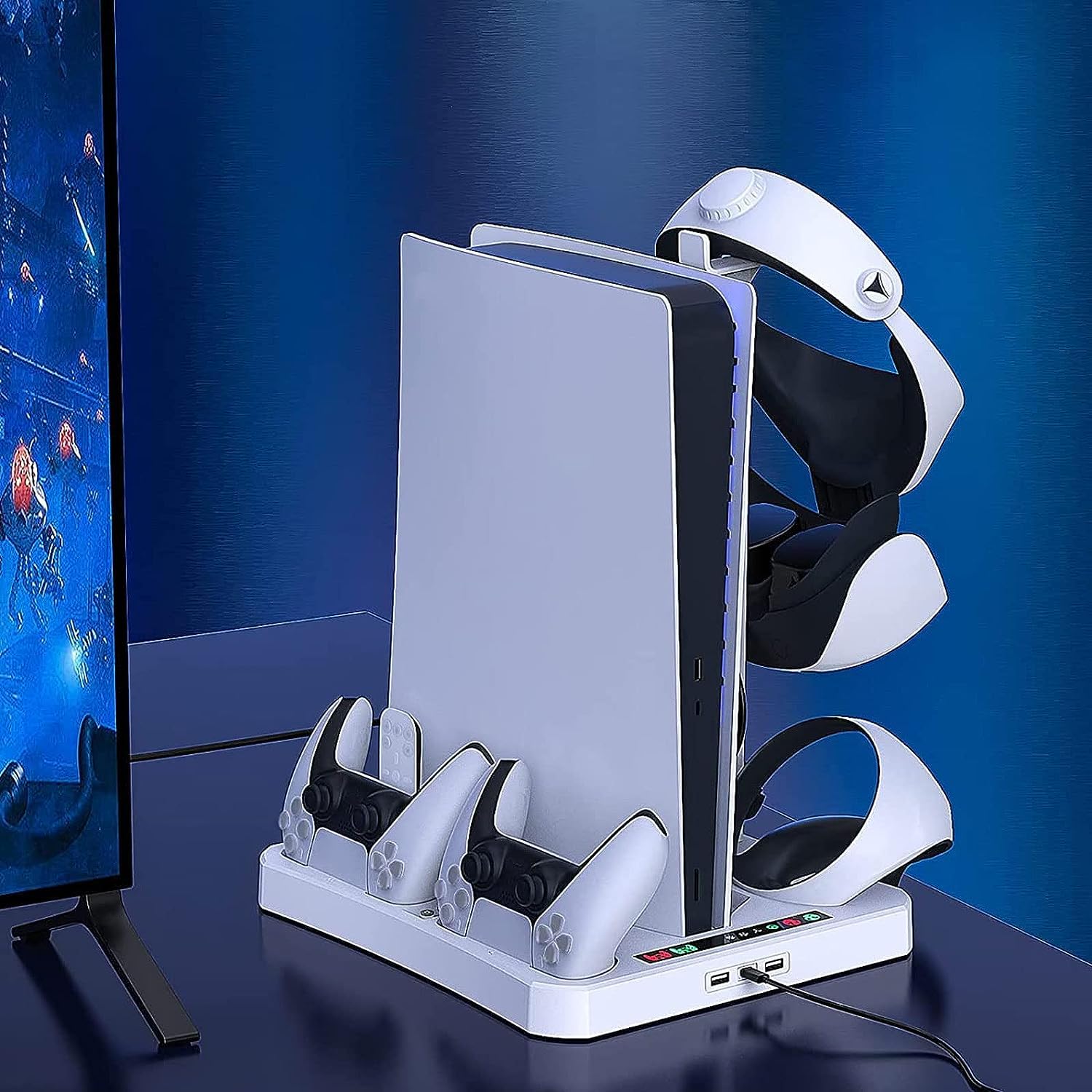 Stazione di ricarica per PS VR2 / PS-5 con ventola di raffreddamento e accessori, PS-5 PSVR 2 controller caricabatterie dock di ricarica, console Playstation5 raffreddamento PS VR 2