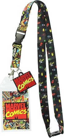 Marvel Comics Page ID Lanyard Badge Holder With 1.5" Rubber Charm Pendant