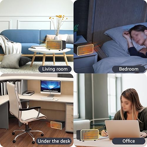 Miniatura 7 de Calentador de espacio portátil, calentador eléctrico YOUCIDI de 550 W/900 W, dos modos, eficiencia energética, seguro y silencioso, calentador de