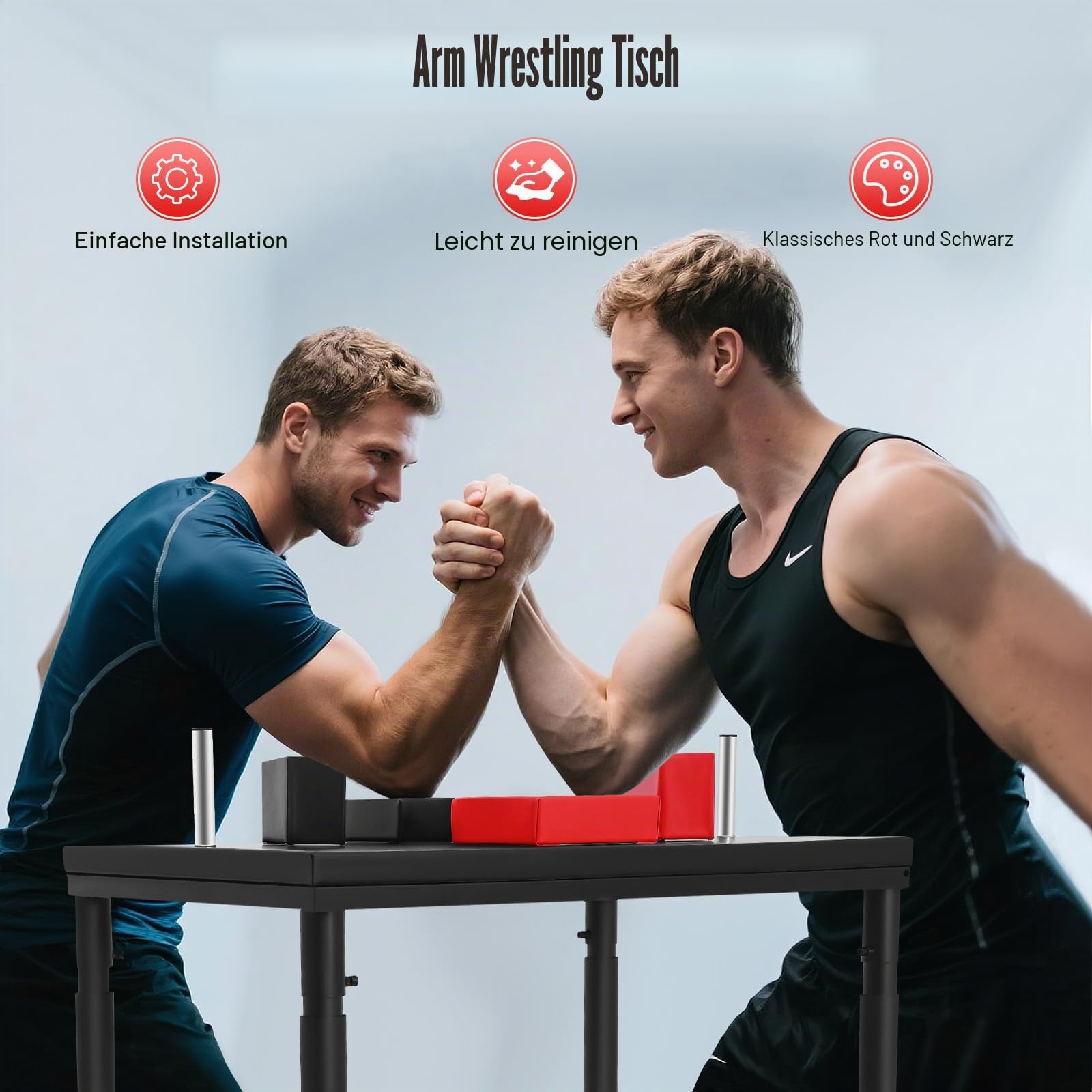 Professioneller Armdrücktisch, Standard Armdrück-Tisch mit verstellbaren Ellenbogenauflagen, Wrestling Tablett, Armwrestling-Kampftisch Krafttrainingsgerät, 1000 kg Tragfähigkeit