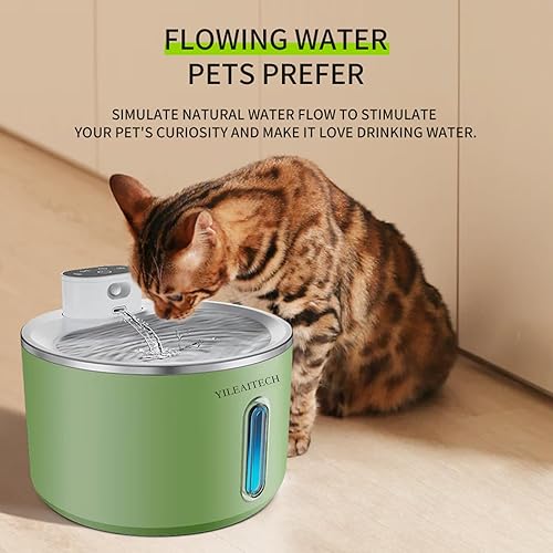 Miniatura 9 de Fuente de agua inalámbrica para gatos de acero inoxidable, fuente para gatos de 135 oz4 L, funciona con pilas, fuente de agua inalámbrica para gatos