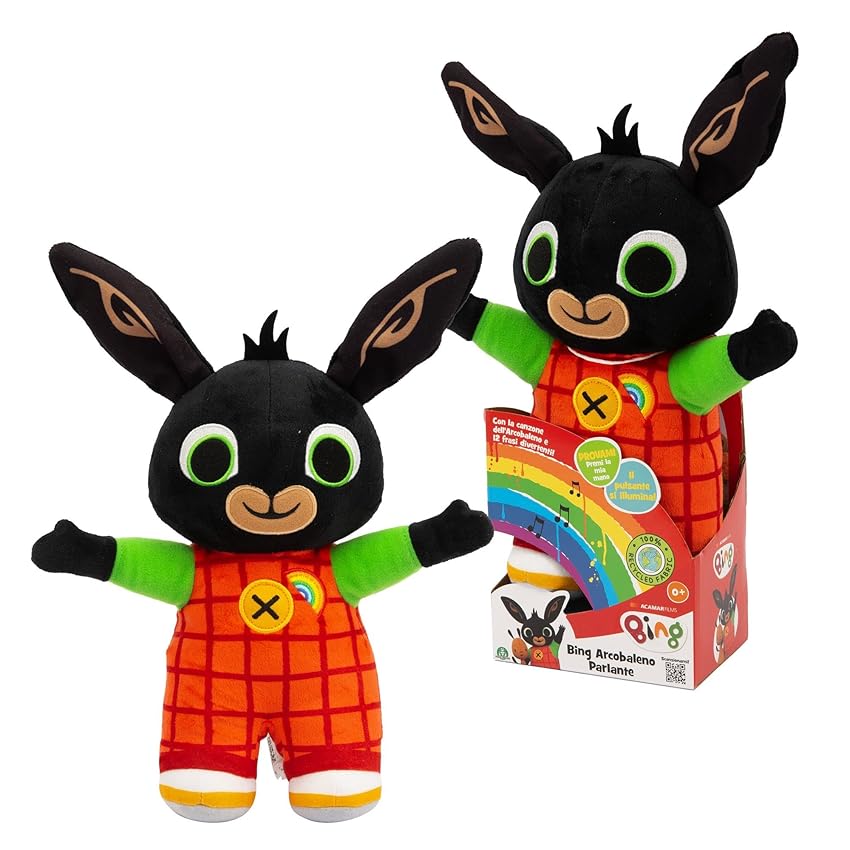 Immagine del prodotto Giochi Preziosi Bing Peluche Rainbow Parlante, Peluche Musicale con Luci e Frasi, Giochi Bambini 0 Mesi +, Peluche Neonato, Ricamato con Simbolo Arcobaleno, Tessuto Morbido e Imbottiture Reciclate