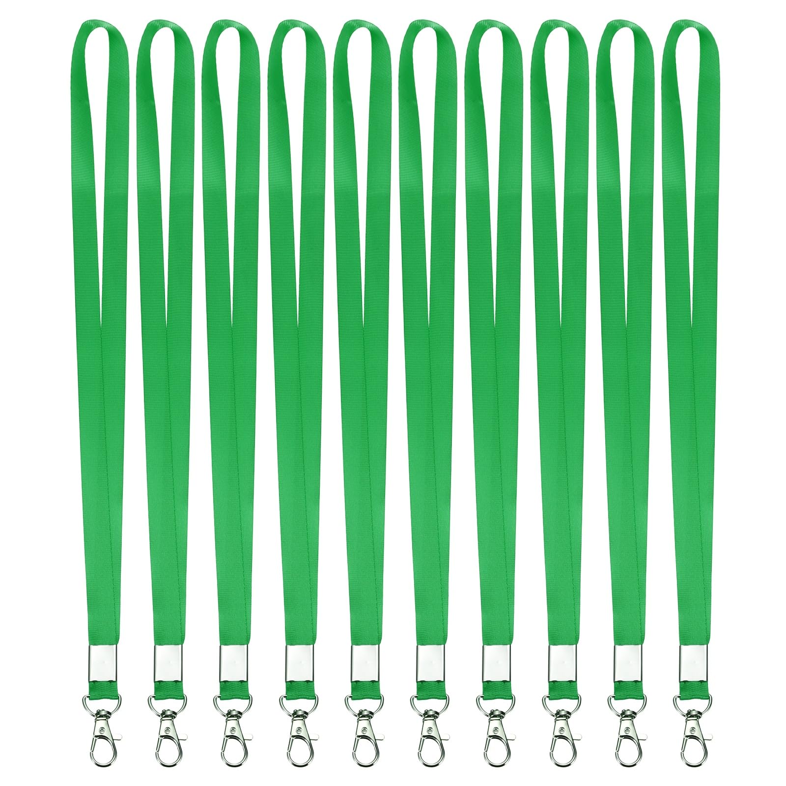 PATIKIL 10Pcs Lanyards Bulk, 43cm Badge Lanyard Neck Polyester with Lobster Clasp for ID Badge Keys Worker Name Tag Wallet Cruise Phone Events Office, Green