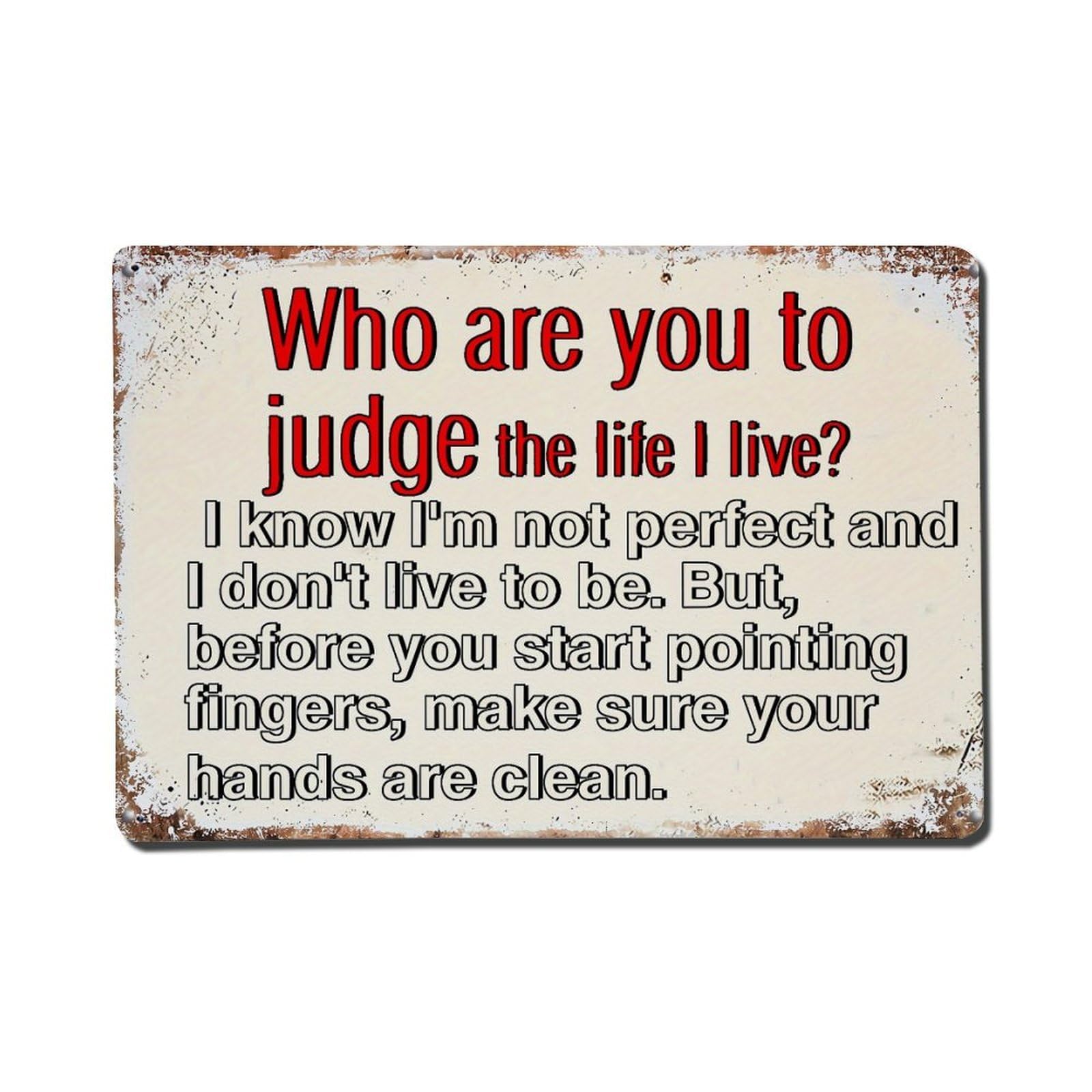 Jdfenggu Vintage Who Are You To Judge Retro Metal Tin Sign, Metal Poster For Bar, Home, Man Cave, Kitchen, Laundry Room Art Decor 8X12 Inch