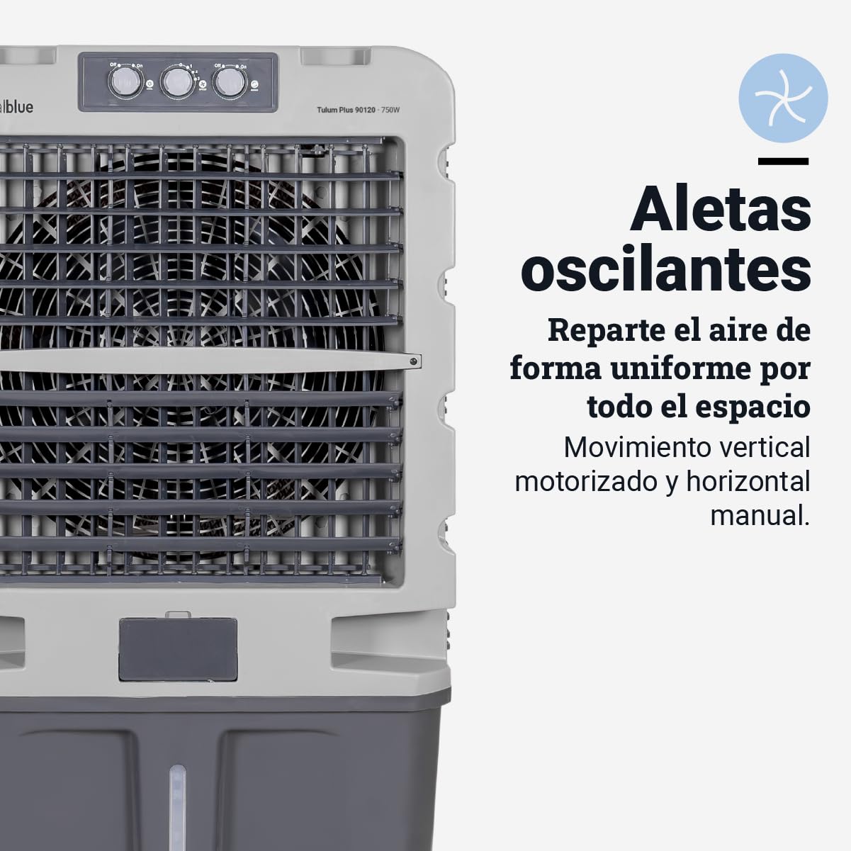UniversalBlue, Climatizador Evaporativo 120L 750W – 13.000 m³/h, Aire Acondicionado Natural Portátil para hasta 150 m², 3 Velocidades, Oscilación, Uso Industrial y Doméstico