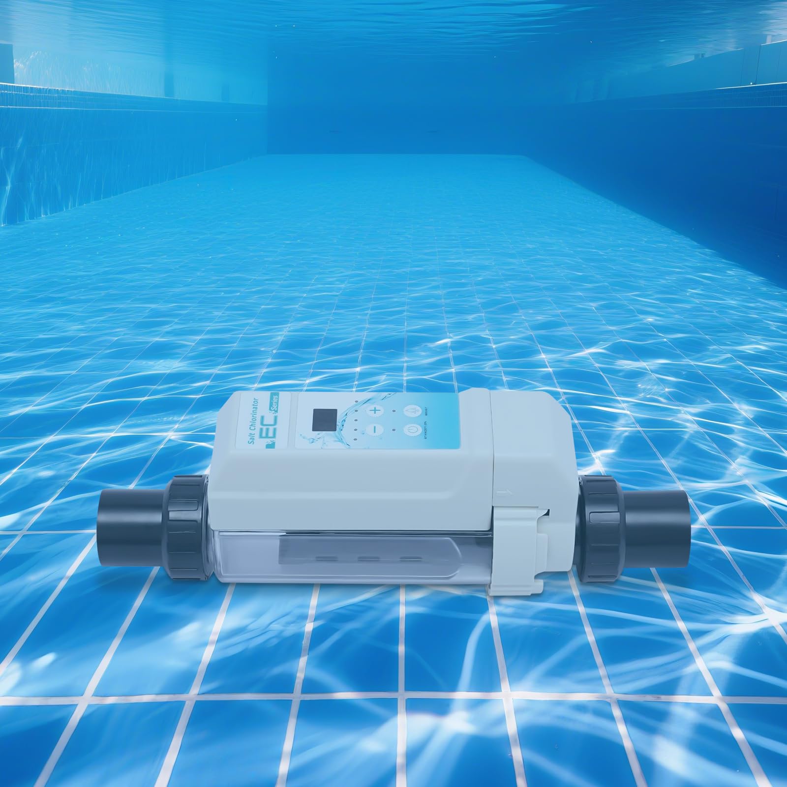 Clorinatore di sale EC08, fino a 50 m³, impianto di acqua salata per piscina, 2700-4500 PPM, emissione di cloro, regolazione intelligente, funzione autopulente, disinfezione salata per piscina e spa