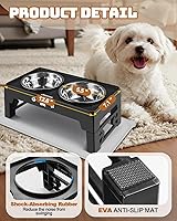 Vista 3 de Cuencos elevados para perros y gatos pequeños con alfombra, cuencos antideslizantes para gatos con 2 platos gruesos de acero inoxidable de 5.5