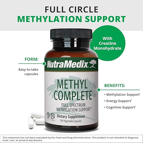 Miniatura 4 de NutraMedix Methyl Complete - Cápsulas completas de metilación y apoyo energético - Vitamina B2, B6, B12 y folato - con monohidrato de creatina y