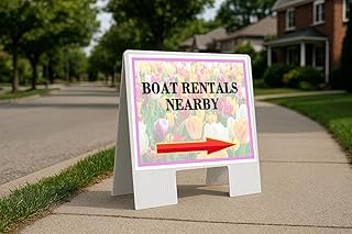 Boat Rentals Nearby Spring Flowers Tulips Directional Arrows A-Frame Double Sided 23x23 in. sign