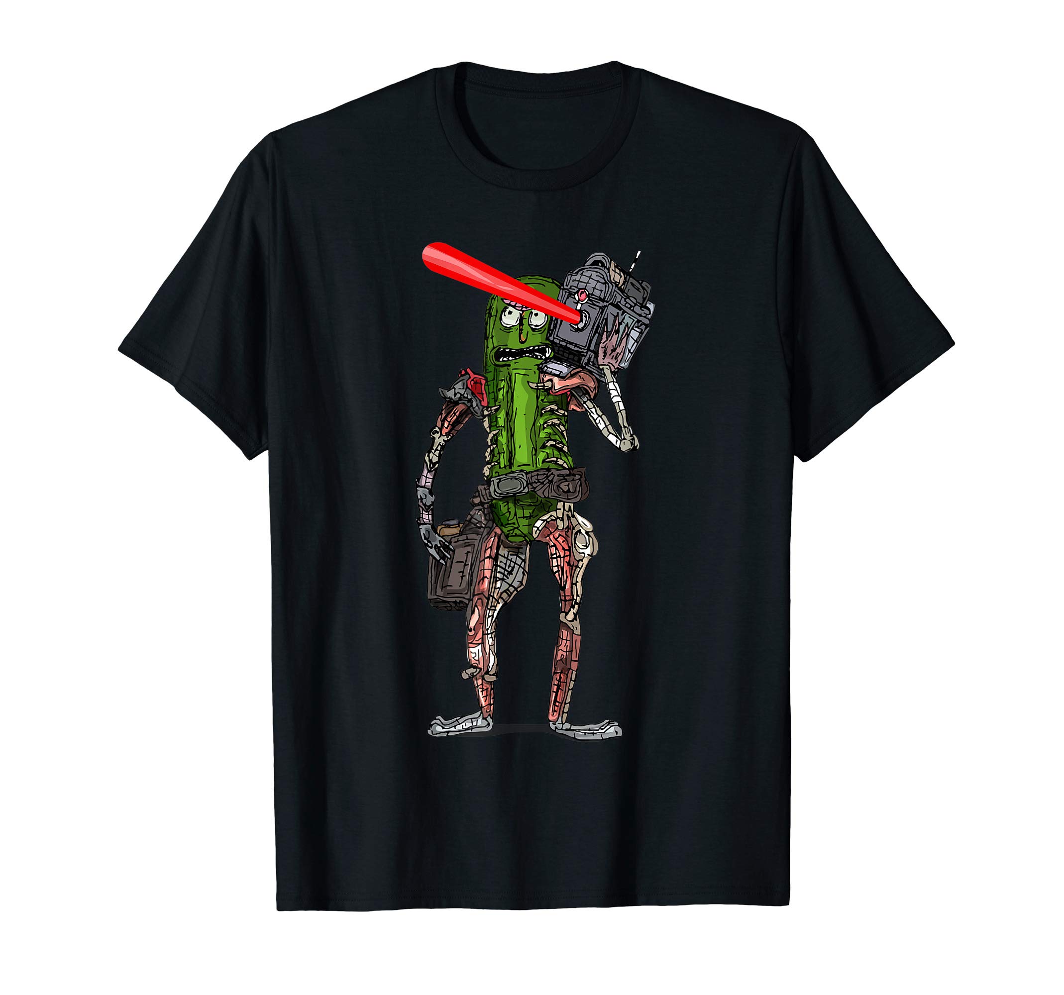 Mademarkx Morty-Pickle Rick with Laser Beam T-Shirt, Black, Small