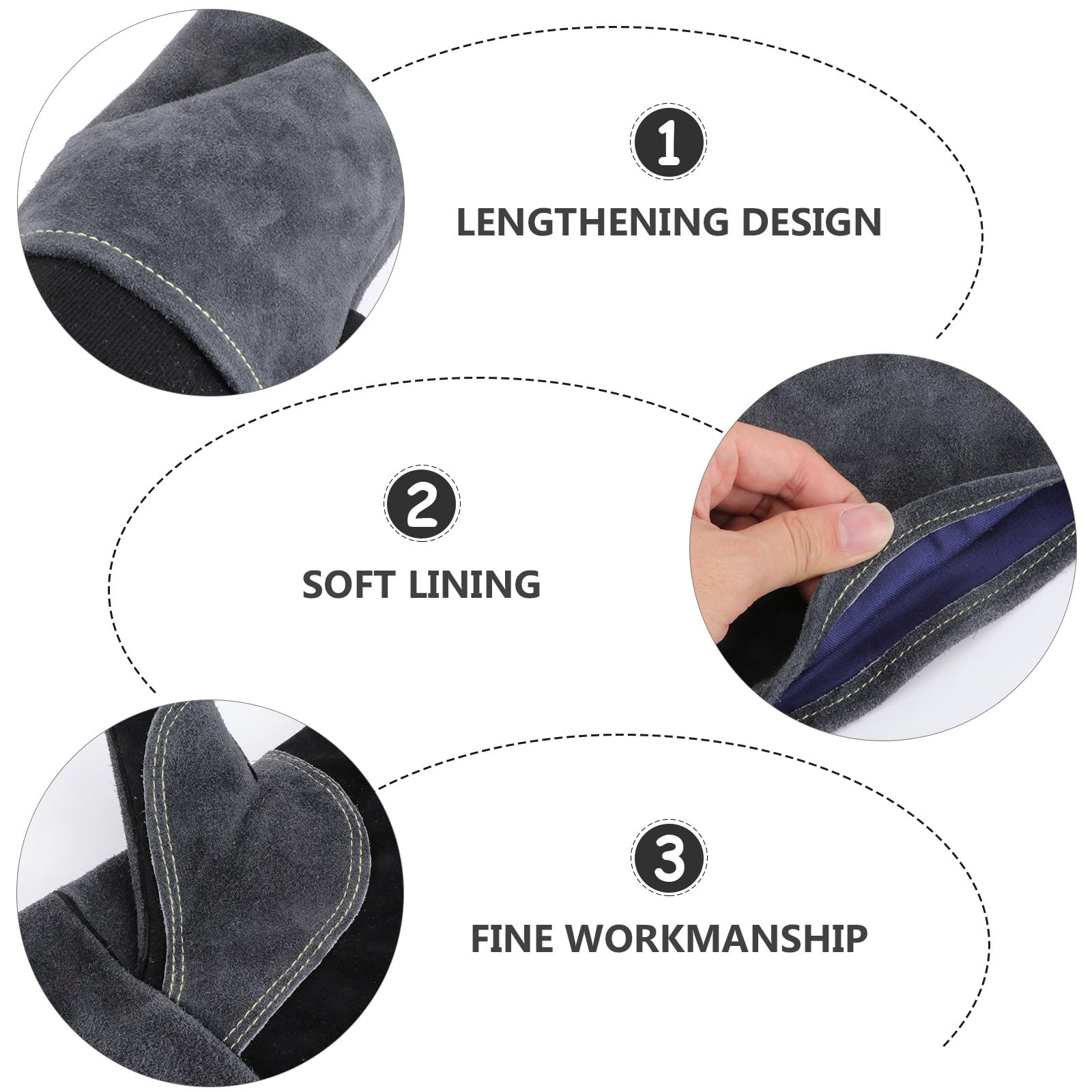 Angoily Guanti da Lavoro e Design Allungato Flessibile Resistenti al Calore in Pelle Sintetica Protezione 1 Paia per Saldatura e Barbecue
