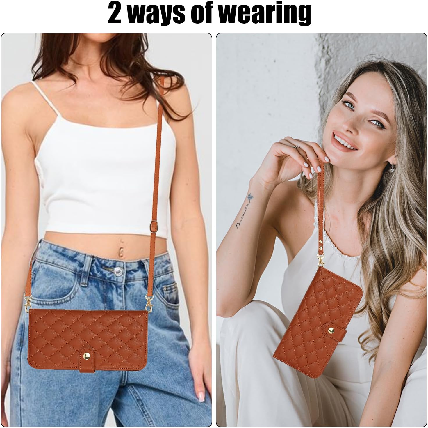for Samsung Galaxy S24 Plus 6.7 inch Wallet Case with S Pen Holder & Crossbody Lanyard Strap & Wrist Strip, Shockproof Stylish Protective Cover for Galaxy S24 Plus (Brown)