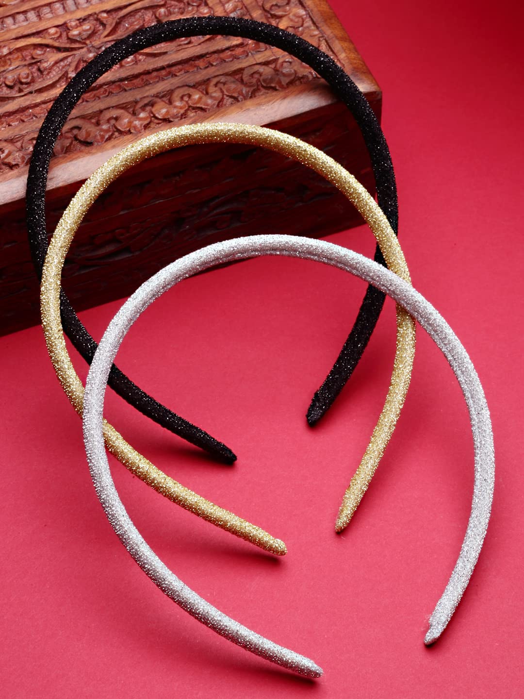 Stoln Pack Of 3 Hair Bands - Black Silver Golden (B0CBVHMTNM) Amazon Price History, Amazon Price Tracker