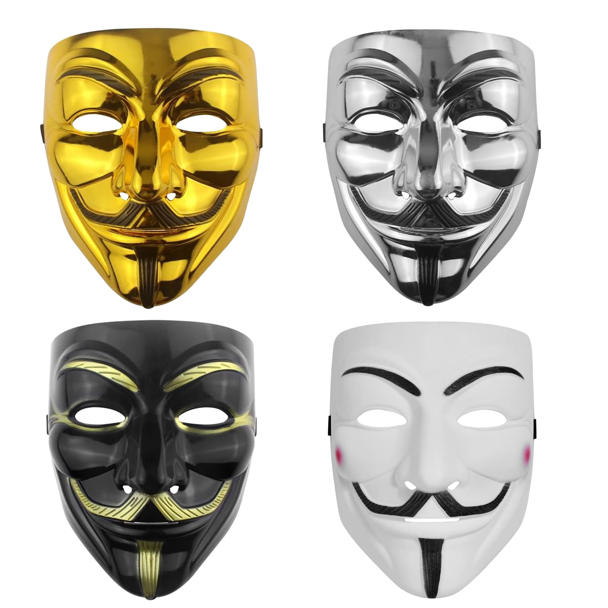 GrassVillage Anonymous Halloween V for Vendetta Mask Set in Ideal for Halloween, Fancy Dress, Guy Fawkes, Cosplay, and Masquerade Parties