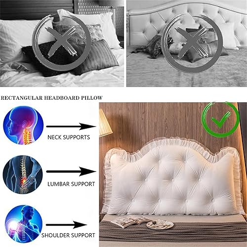 Miniatura 3 de ZZYK Almohada para cabecero, tamaño matrimonial, King, Queen, individual, grande, almohada de lectura, respaldo, almohada de apoyo de