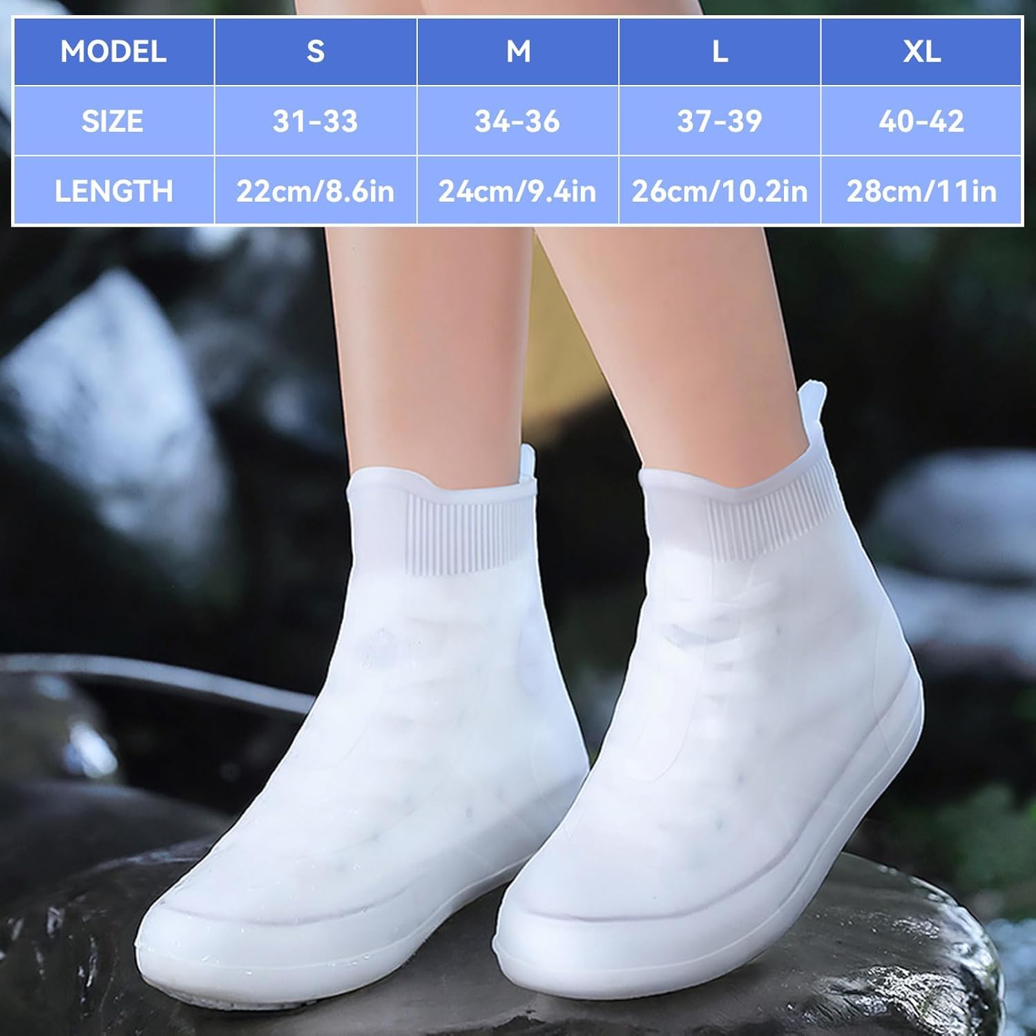 HERCHR Silicone Waterproof Shoe Covers, Reusable Overshoes Non-Slip Water Resistant Overshoes Rain Shoe Covers Foldable Rain Boot for Women Men(M (34-36?)