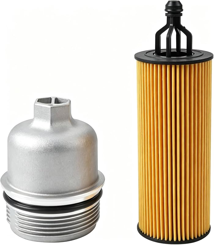 Tampa do alojamento do filtro de óleo em alumínio Dtomi para Jeep, Chrysler, Dodge e RAM – Kit com 1 tampa e 1 filtro