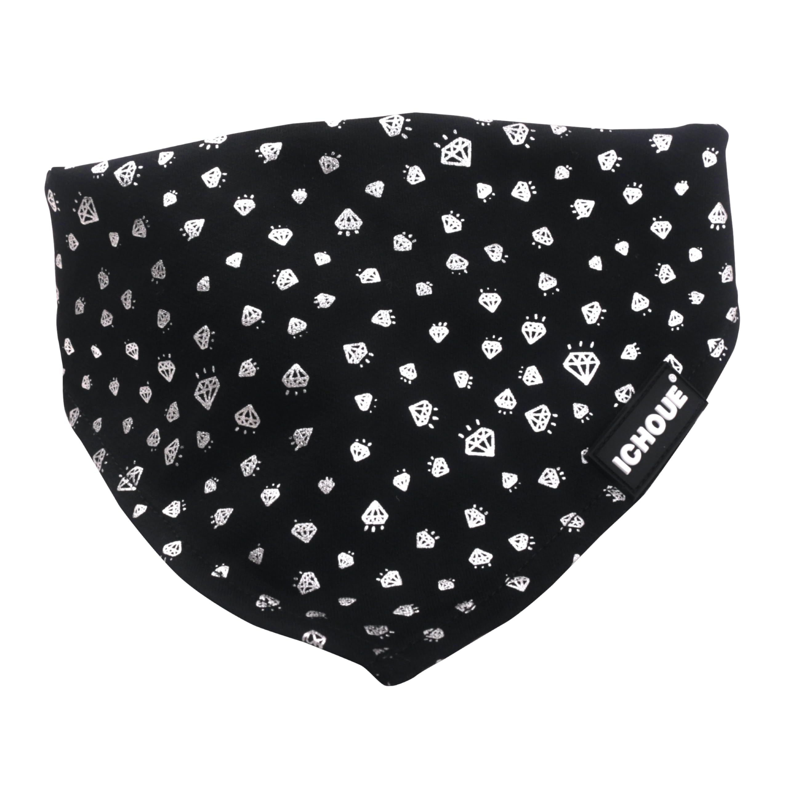 iChoue Original Print French Bulldog Bandanas Washable Bibs Adjustable Triangle Scarfs for Frenchie Pug English Boston Terrier Dogs, Black Diamond,