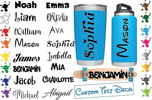 Calcomanía personalizada con nombre de palabra, calcomanías personalizadas con nombre de fuente, compatibles con Yeti RTIC Tumbler Cup, portátil,