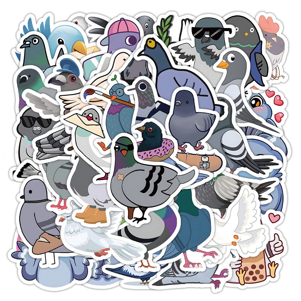 Taube Aufkleber für Laptop (50 PCS),Geschenk für Kinder Jugendliche Erwachsene Jungen,Pigeons Stickers Wasserdicht Vinyl Aufkleber für Scrapbook,Skateboard,Auto,Gepäck