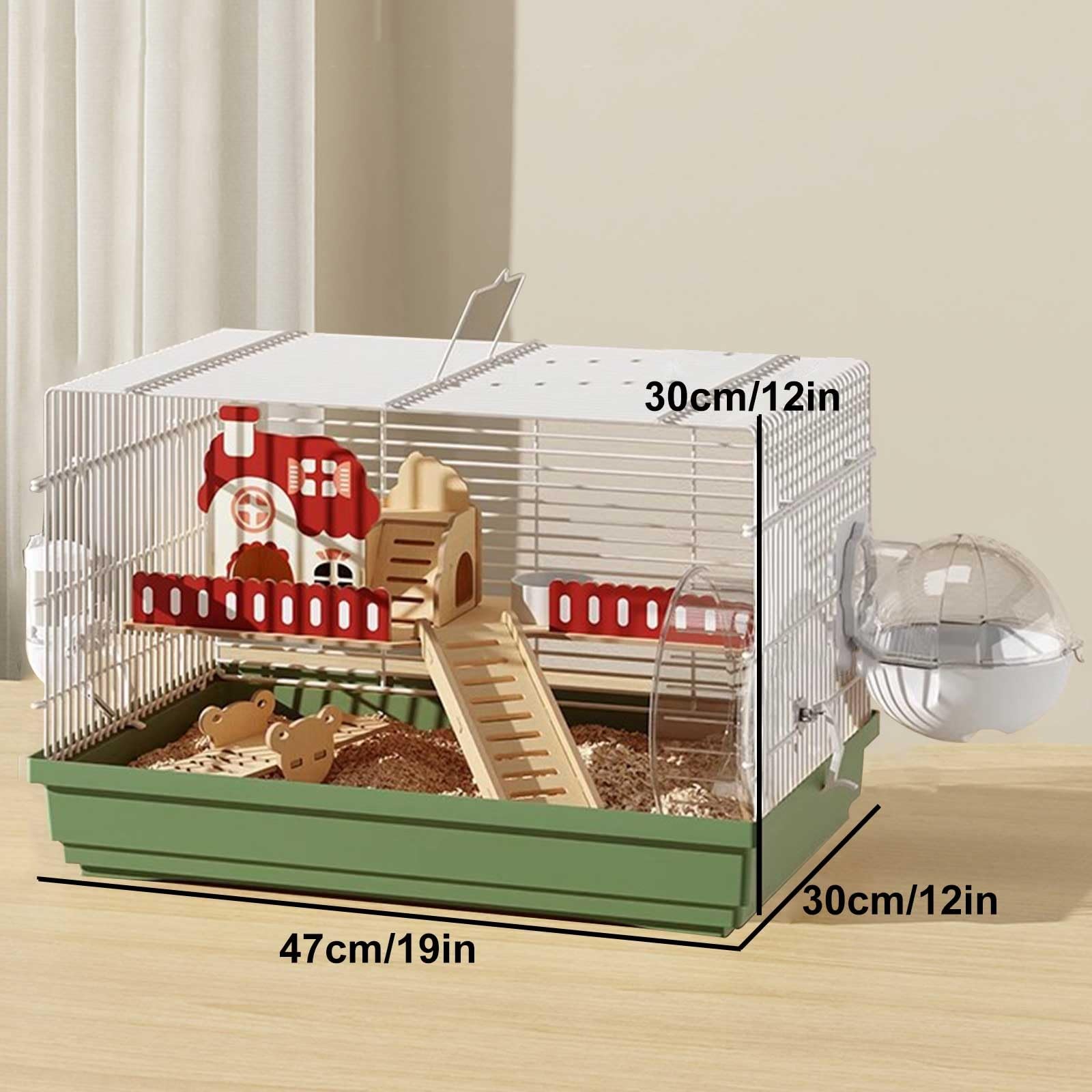 Gabbie e Habitat per Criceti, Cage Hamster con Accessori per Criceti tra Cui Ciotola per Cibo, Bottiglia d'Acqua, Recinto per Ricci, Gabbia per Piccoli Animali(Green)
