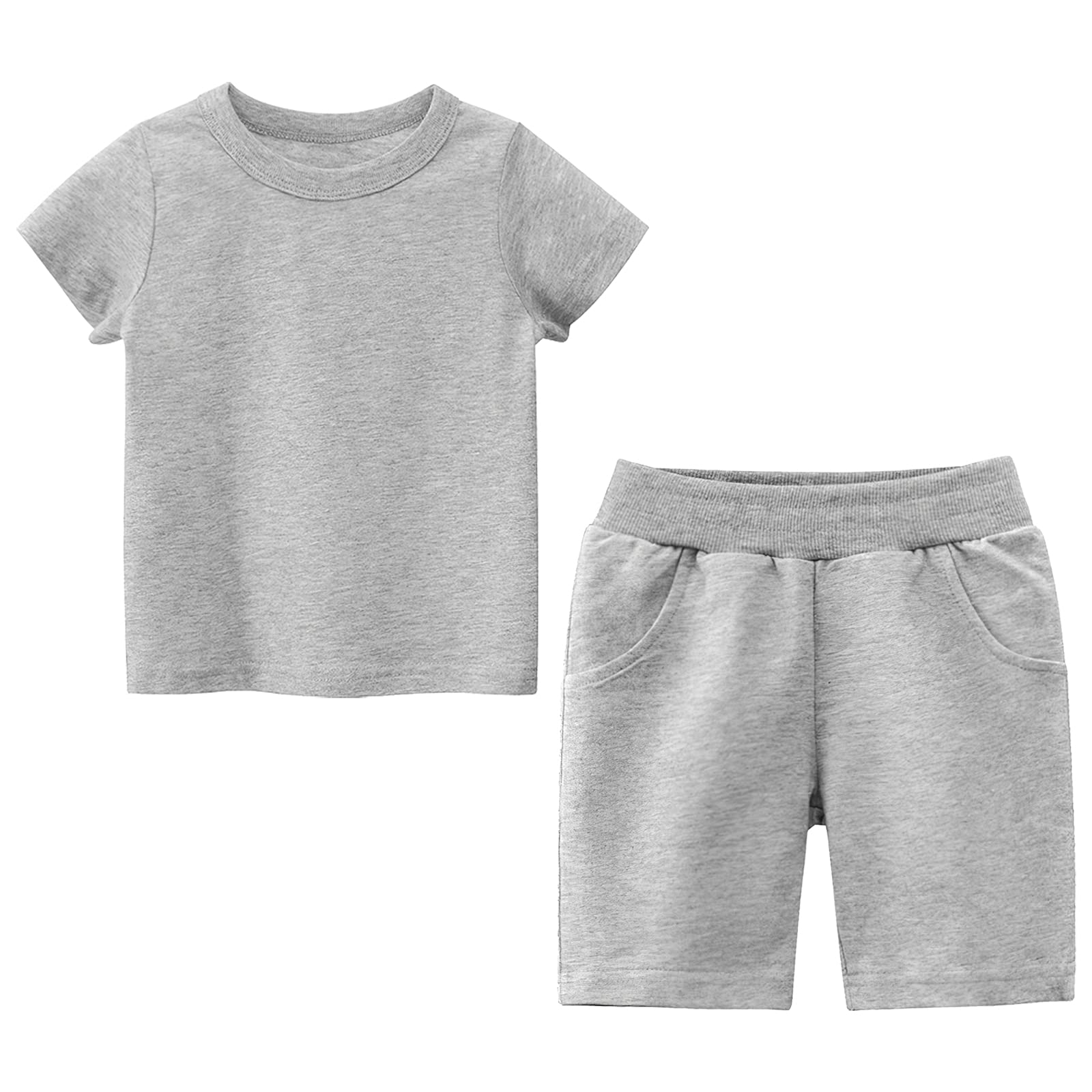 amropi Niños Camiseta Conjunto de Top y Shorts Ropa de Manga Corta 2 Piezas Traje para 1-8 años