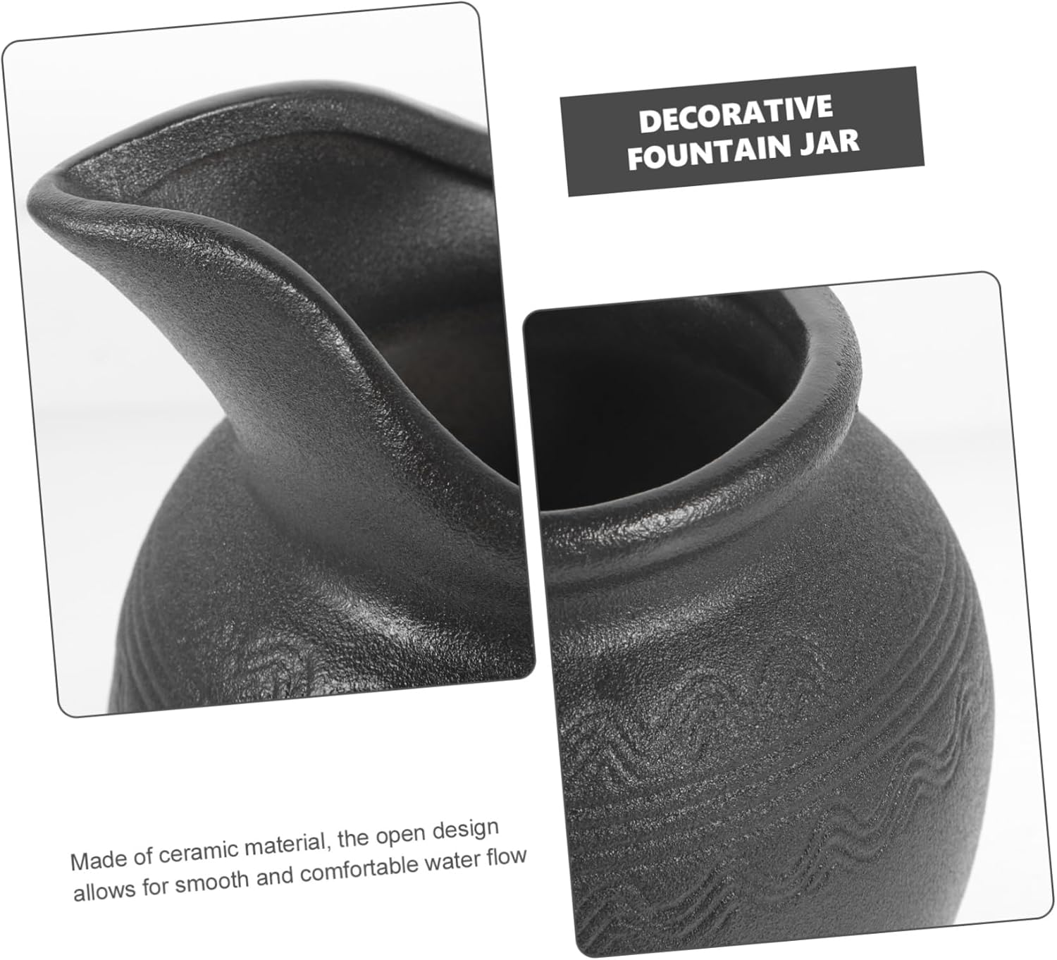 Hemoton Ceramic Water Jar Decor for Outdoor Fountain Landscape Garden Decorative Jar Waterfall Fountain Decor